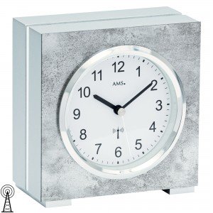 AMS 5155 Tischuhr Funk Antik-Optik mit Aluminium silbern