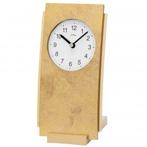 AMS 1150 Tischuhr Quarz analog Antik-Optik mit Aluminium messing farben