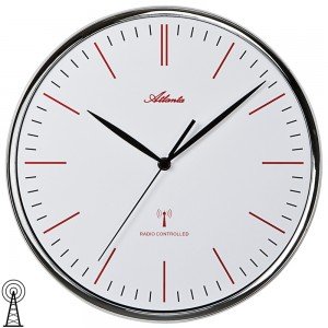 Wanduhr Funk Funkwanduhr analog silbern mit Glas