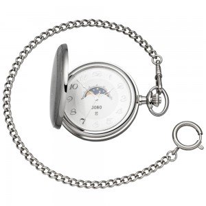 Taschenuhr Quarz Analog verchromt Tag-Nacht Sprung-Deckel