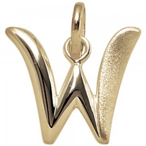 Anhänger Buchstabe W 375 Gelbgold Buchstabenanhänger
