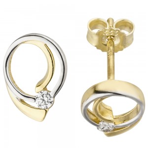 Ohrstecker 333 Gelbgold bicolor 2 Zirkonia Ohrringe Goldohrringe