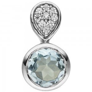 Anhänger 925 Silber 1 Blautopas hellblau blau 9 Zirkonia