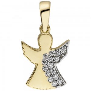 Anhänger Engel Schutzengel 333 Gelbgold 15 Zirkonia