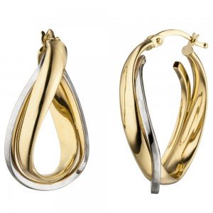 Creolen 585 Gelbgold bicolor Ohrringe Goldohrringe