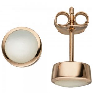 Ohrstecker 925 Sterlingsilber rotgold vergoldet 2 Perlmutt-Einlagen Ohrringe