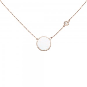 Collier Halskette 925 Silber rotgold vergoldet 6 Zirkonia Perlmutt-Einlage 45cm