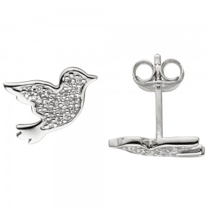 Ohrstecker Vogel 925 Sterlingsilber 34 Zirkonia Ohrringe Silberohrringe