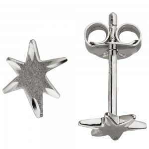 Ohrstecker Stern 925 Sterlingsilber mattiert Ohrringe Silberohrringe