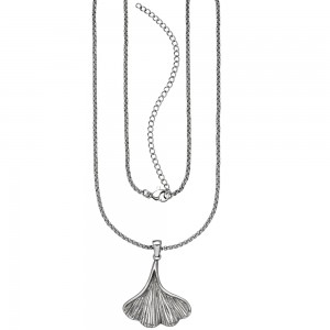 Collier Ginkgo Edelstahl mattiert 60cm Karabiner