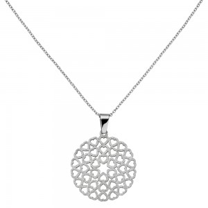 Collier Herzen Edelstahl mattiert 50cm Karabiner