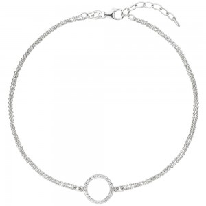 Fußkettchen Fußkette 925 Sterlingsilber 24 Zirkonia 26cm