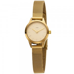 Damen Armbanduhr Quarz Analog Edelstahl vergoldet