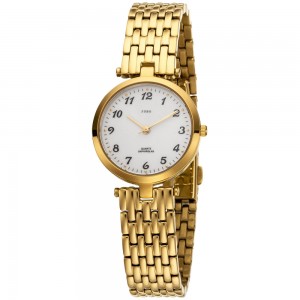 Damen Armbanduhr Quarz Analog Edelstahl vergoldet