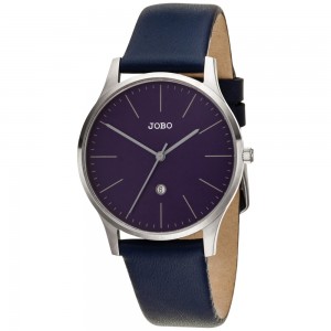 Damen Armbanduhr Quarz Analog Edelstahl Lederband blau Datum Damenuhr