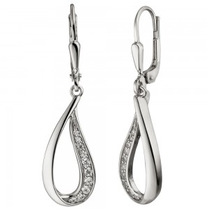 Ohrhänger Tropfen 925 Sterlingsilber 20 Zirkonia Ohrringe