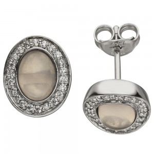 Ohrstecker 925 Sterlingsilber 2 Rosenquarze 44 Zirkonia Ohrringe Silberohrringe