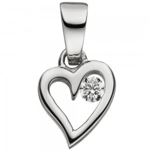 Anhänger Kleines Herz 925 Sterlingsilber 1 Zirkonia Herzanhänger