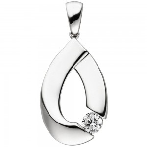 Anhänger Tropfen 925 Sterlingsilber 1 Zirkonia Silberanhänger