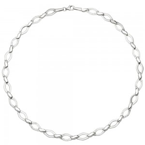 Collier Halskette 925 Silber 144 Zirkonia 45cm Kette Silberkette