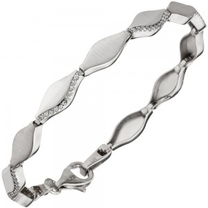 Armband 925 Sterlingsilber teil matt 55 Zirkonia 19cm Silberarmband