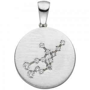 Anhänger Sternzeichen Jungfrau 925 Sterlingsilber matt 13 Zirkonia Silberan