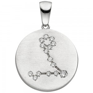 Anhänger Sternzeichen Fische 925 Sterlingsilber matt 15 Zirkonia