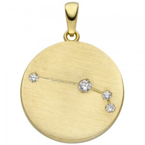 Anhänger Sternzeichen Widder 333 Gelbgold matt 4 Zirkonia Goldanhänger