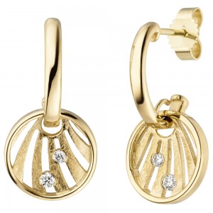 Ohrhänger 585 Gelbgold eismatt 4 Diamanten Brillanten Ohrringe