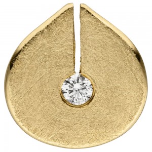 Anhänger 585 Gelbgold eismatt 1 Diamant Brillant 0.7g
