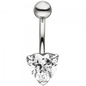 Bauchnabel Piercing Herz Edelstahl 1 Zirkonia