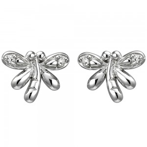 Kinder Ohrstecker Libelle 925 Sterlingsilber 4 Zirkonia Ohrringe