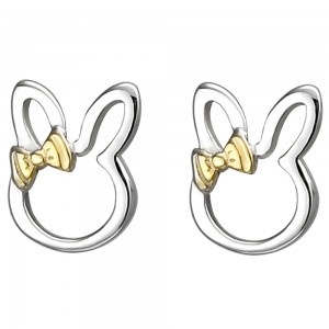 Kinder Ohrstecker Hase 925 Sterlingsilber bicolor vergoldet Ohrringe