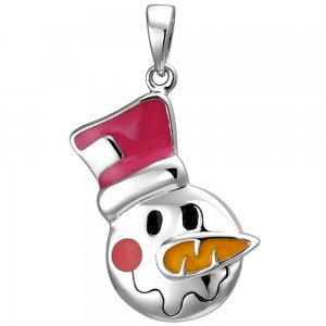 Kinder Anhänger Schneemann-Kopf 925 Sterlingsilber Silberanhänger