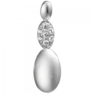 Anhänger 925 Sterlingsilber matt 7 Zirkonia Silberanhänger