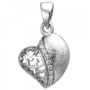 Anhänger Herz 925 Sterlingsilber eismatt 9 Zirkonia Herzanhänger Silberanhänger