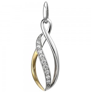Anhänger 925 Sterlingsilber bicolor vergoldet 9 Zirkonia