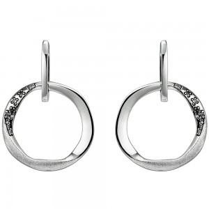 Ohrhänger 925 Silber eismatt 18 Zirkonia Ohrringe Silberohrringe