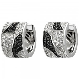 Creolen 925 Sterlingsilber 114 Zirkonia schwarz und weiß Ohrringe