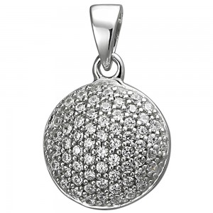 Anhänger rund 925 Sterlingsilber 66 Zirkonia Silberanhänger