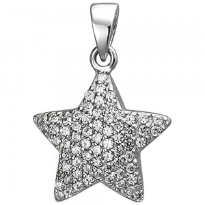 Anhänger Stern 925 Sterlingsilber 67 Zirkonia Silberanhänger