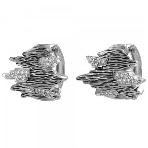 Creolen 925 Sterlingsilber geschwärzt 32 Zirkonia Ohrringe Silbercreolen