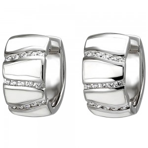 Creolen 925 Sterlingsilber 30 Zirkonia und weiße Emaille-Einlagen