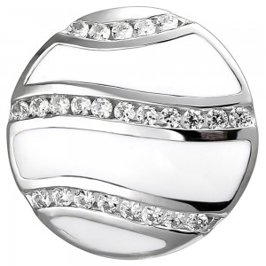 Anhänger 925 Sterlingsilber mit weißer Emaille und 24 Zirkonia