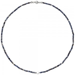 Halskette Kette mit Safir-Rondell und Hematin 43cm