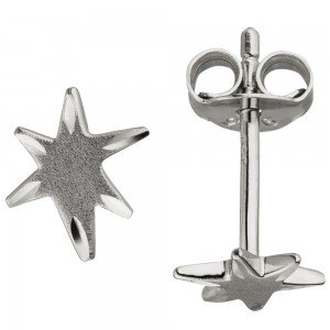 Ohrstecker Stern 925 Sterlingsilber mattiert Ohrringe Silberohrringe