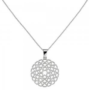 Collier Herzen Edelstahl mattiert 50cm Karabiner