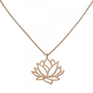 Collier Seerose Edelstahl rotgoldfarbene PVD-Beschichtung 45cm