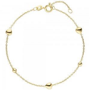 Armband Herz Kugel 925 Sterlingsilber vergoldet 19cm