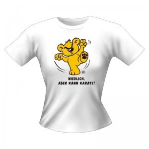 Fun Lady T-Shirt Laska Comix Niedlich aber kann Karate